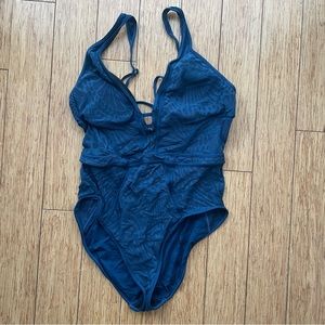 Gibson Latimer Blue Patterned Strappy One Piece Swimsuit